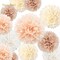Wedding Decorations, 12 PCS Ivory Champagne Tissue Paper Pom Poms, Creamy White Paper Flowers for Bridal Showers, Engagement Receptions, Bachelorette, Birthday, Boho Party Supplies